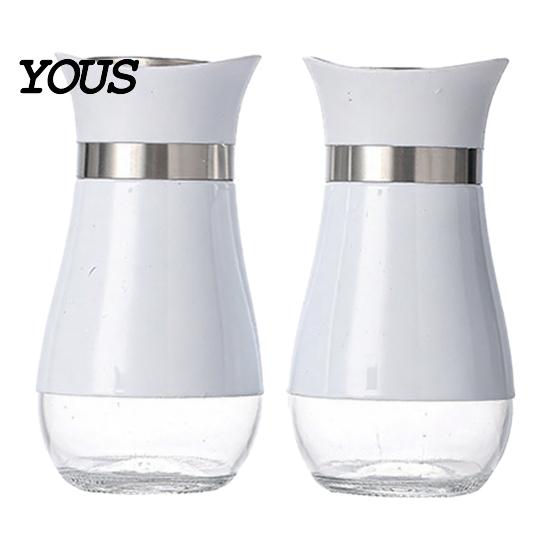 Stainless Steel Spice Containers 2PCS Glass Seasoning Jar, Moisture Proof Kitchen Organization Accessories Holders, Nordic Style Refillable Dispenser