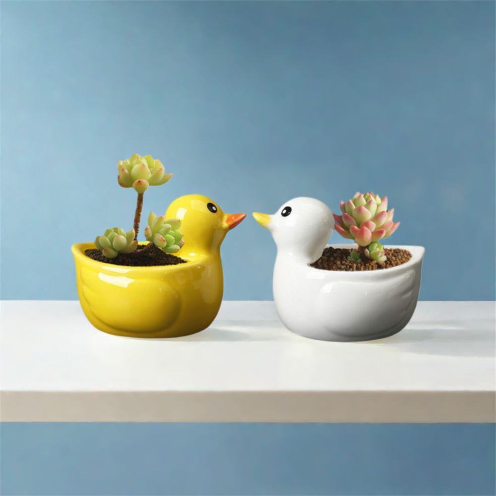 Handicraft Duck Ceramic Flower Pot Creative Animal Ornament Vase Succulent Plant Flowerpot  Balcony