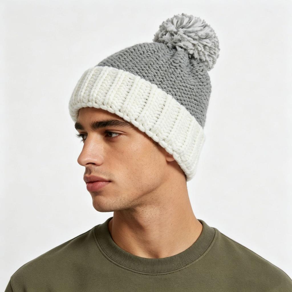 Winter versatile rough knitted with hairball knitted hat thickened warm couple wool hat unisex