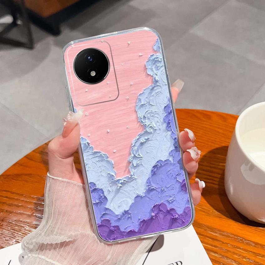 For Vivo Y02 Y02A Y02S Y10 Y11 Y12 Y12a Y13 Y15 Y15a Y16 Y17 Y19 Clear TPU Case Ocean Whale Pattern Anti Drop Back Cover For Vivo Silicone Phone Shell