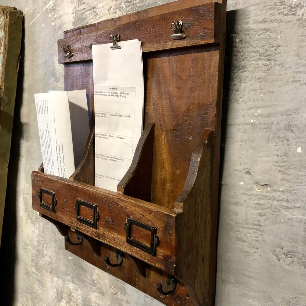 Wooden Wall Key Cabinet with Hooks