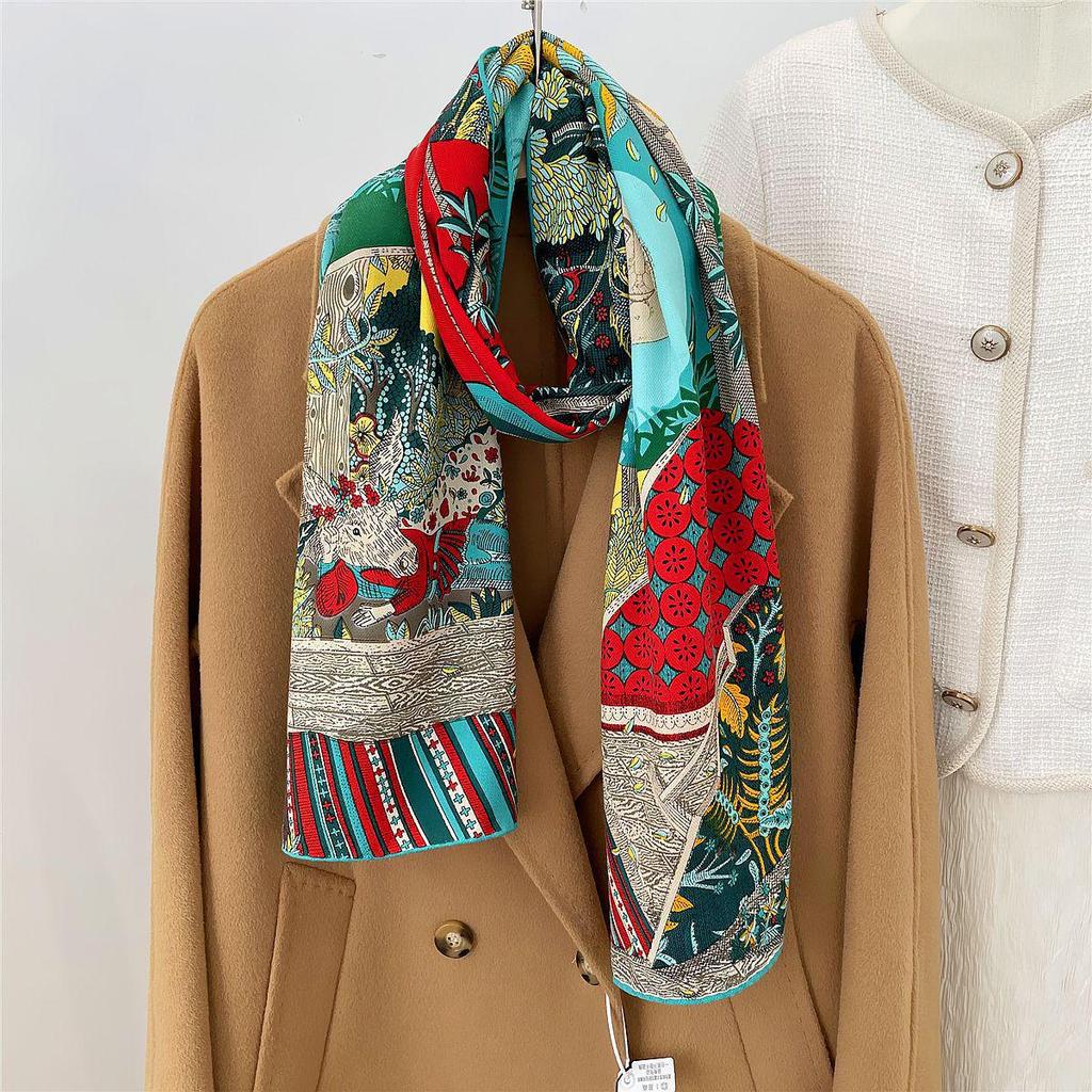 Herringbone Velvet Scarf: Winter, Versatile, Thickened, Hand-Rolled Edges, Small & Long