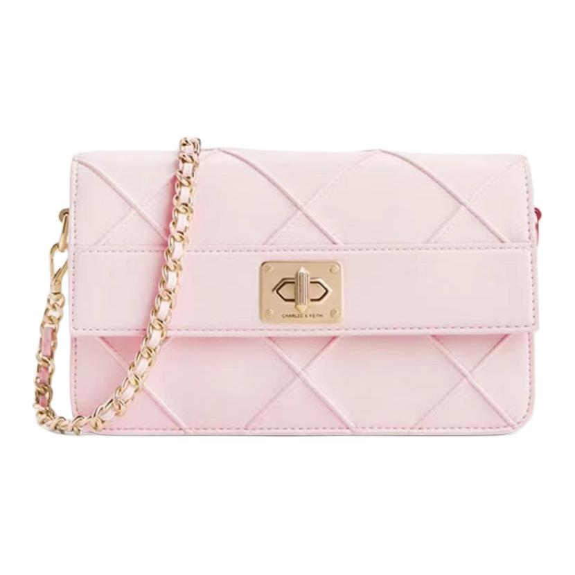 

New CHARLES&KEITH PU Crossbody Bags Small Women s Cream Milk White/Black CK2-80271338 22.1*8.1*13.0CM