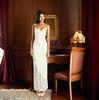 Women's New Fashion Lace Splicing Suspender Dress Slim Fit Sexy European and American Satin Dress Evening Dress