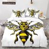 Cartoon Bee Duvet Cover Insect Honeybee Bedding Set Microfiber Wild Animal Comforter Cover King For Teens Boys Kawaii Home Decor