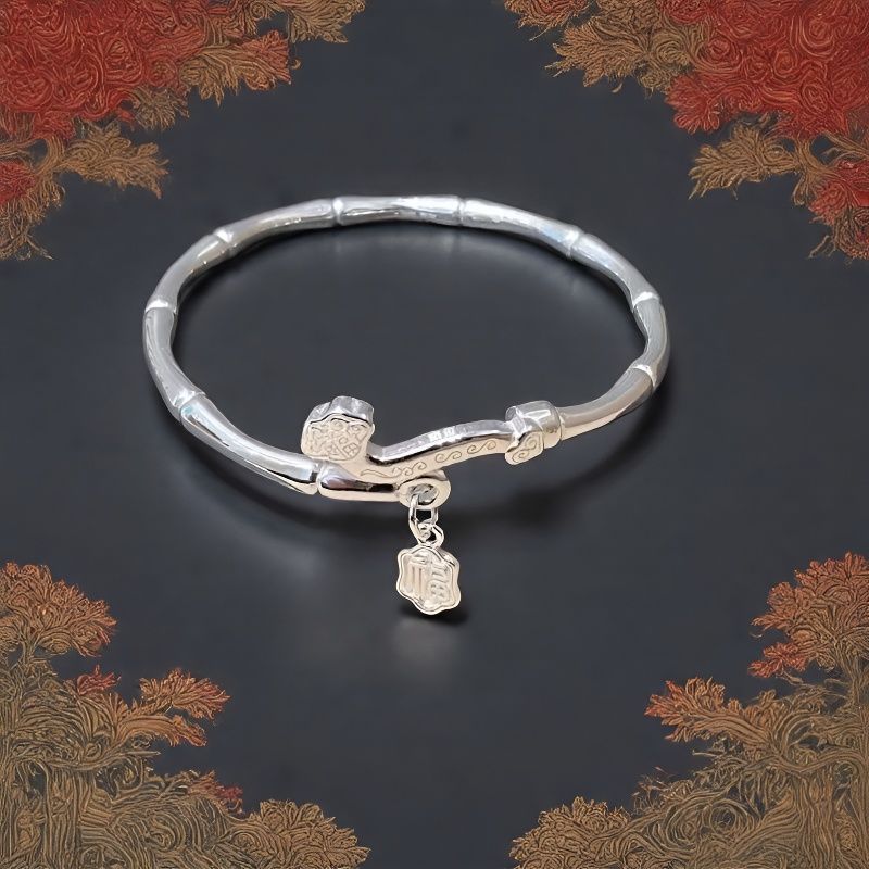 Ruyi bamboo open bracelet simple niche design high-end bracelet new Chinese style blessing bracelet light luxury