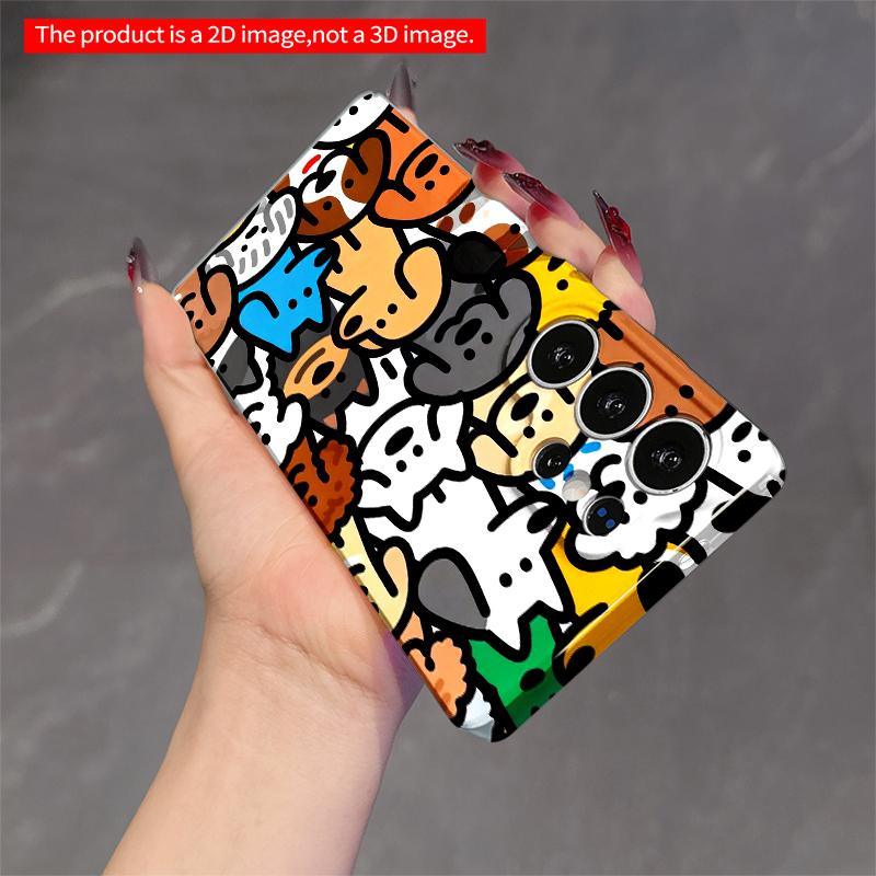 2DFlat Samsung Phone Case Colorful Dog Faces Phone Case Applicable To Galaxy S22 S23 S24 S25ULTRA S26 A12 A13 A14 A15 A16  A34 A35 A54 A55