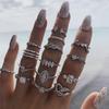 10-Piece Star and Moon, Heart, and Leaf Knuckle Ring Set - Creative Retro Women's Rings