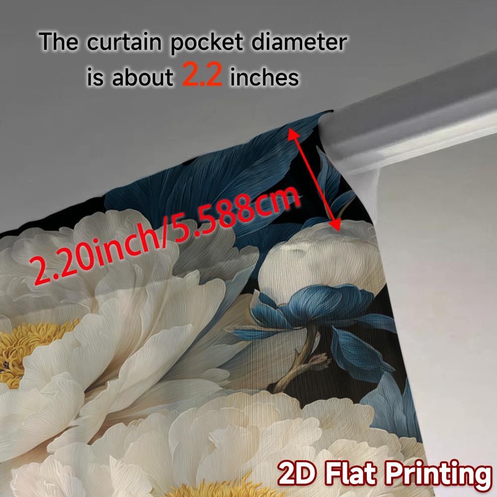 2D FLAT PRINTING 2pcs Curtains (Without Rod) Floral Elegance in Blue (4) Holiday Valentine is day Printed Curtains Polyester