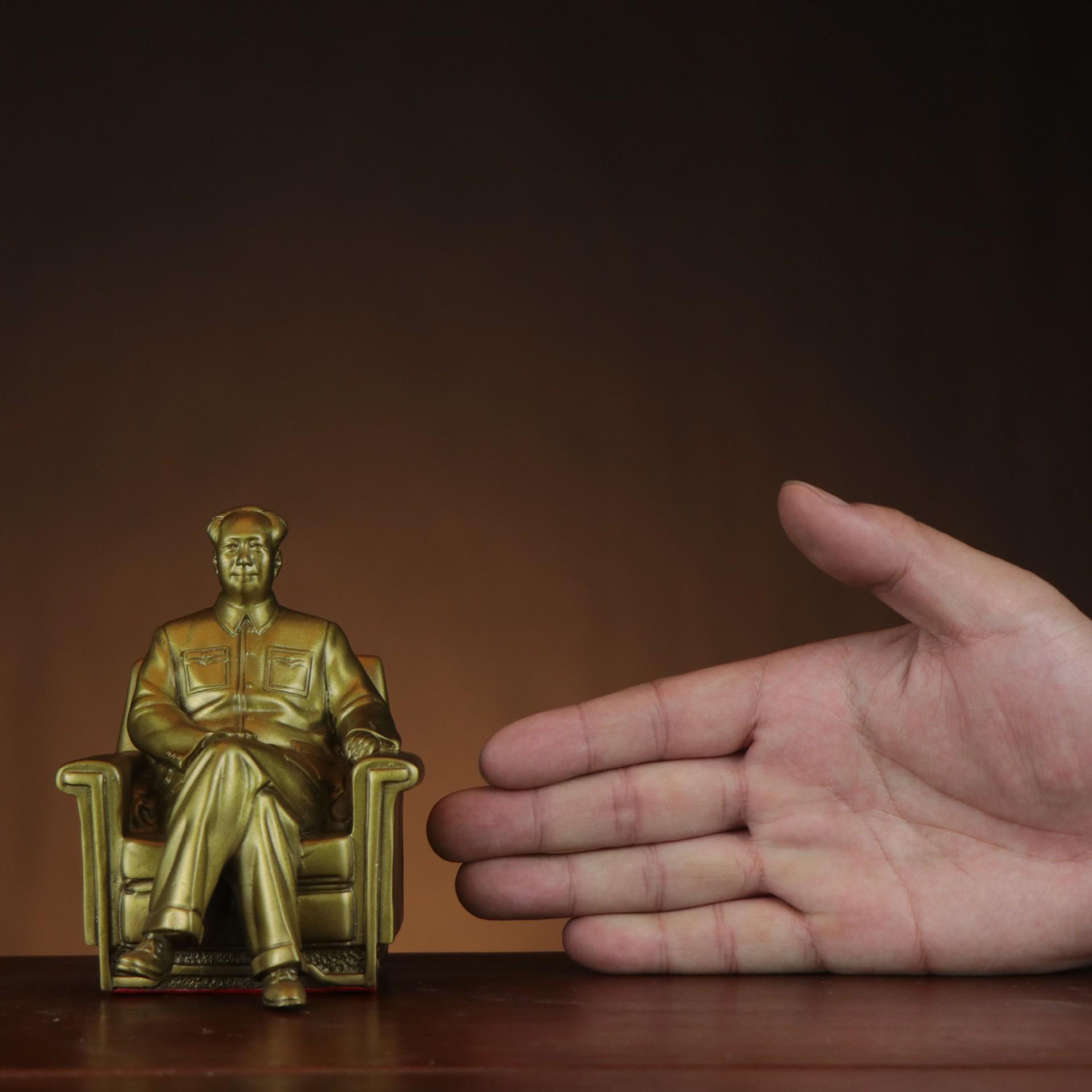 Chairman Mao Brass and Copper Sitting Statue for Home or Office Decor