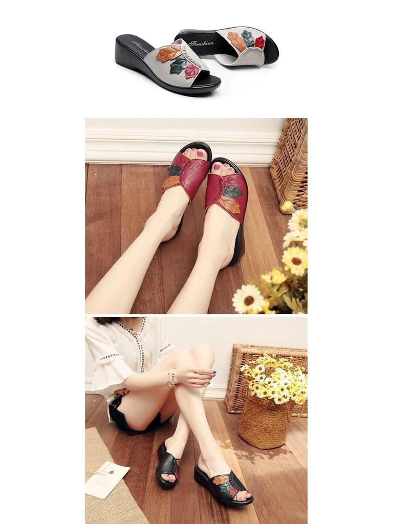 Mom's Wedge Heel Summer Slippers - Stylish, Comfortable, Non-slip Casual Beach Wear