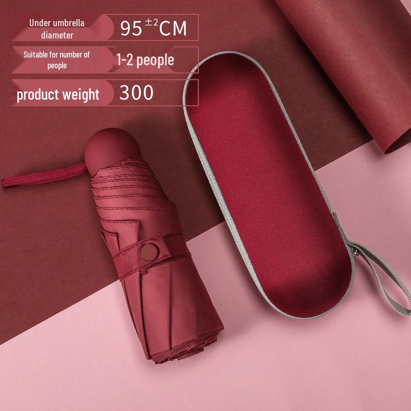 

Компактна п ятискладна парасолька: Портативна кишенькова сонцезахисна капсула з сонцезахисним кремом з чорним клеєм, надлегка для сонця та дощу.