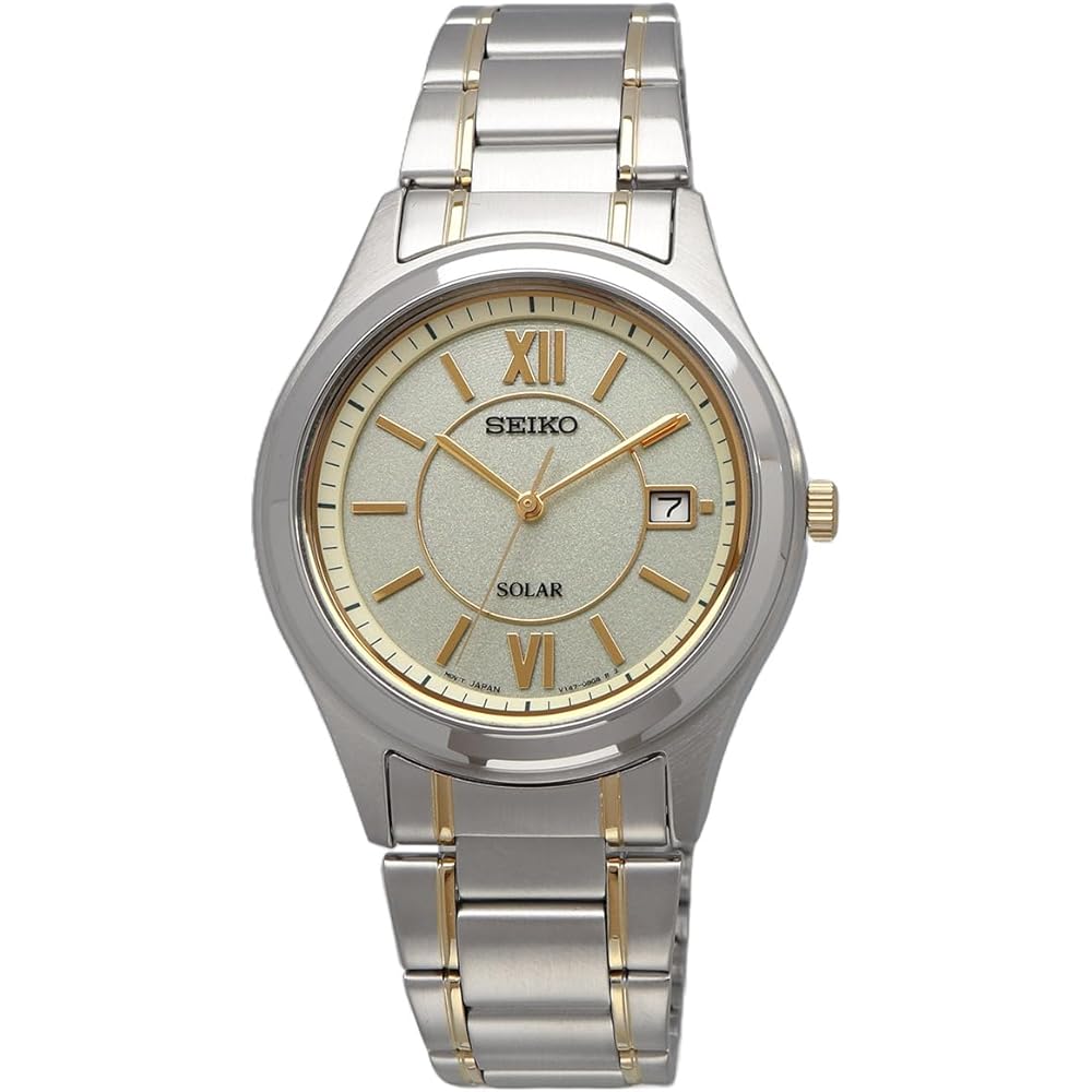 Seiko Solar Quartz Wristwatch SBPN065 Silver Gold Men's Watch