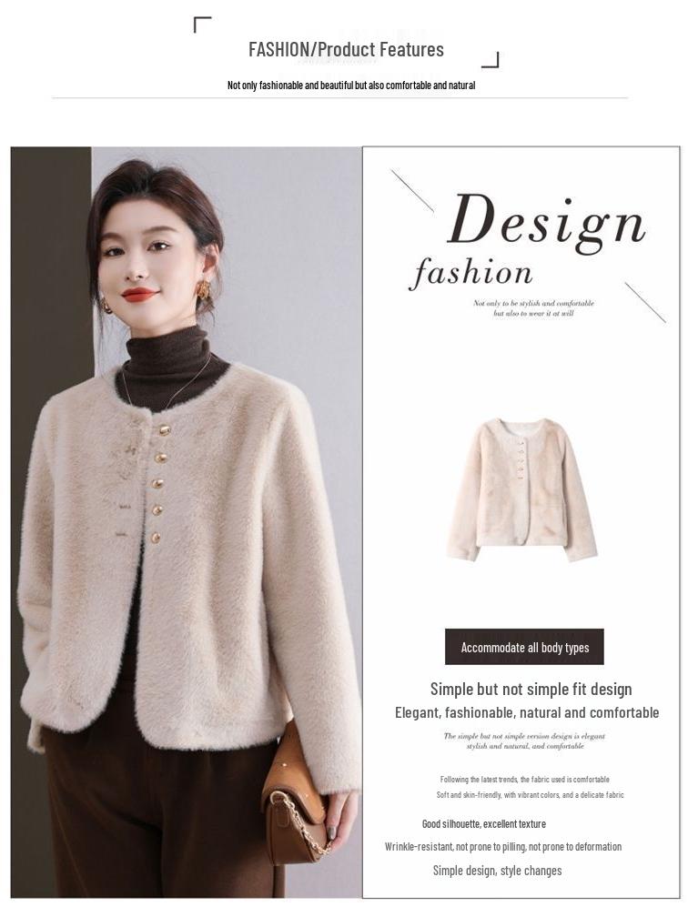 Women's Short Mink Velvet Coat - Autumn/Winter, Plus Size, Thick Fur Cardigan