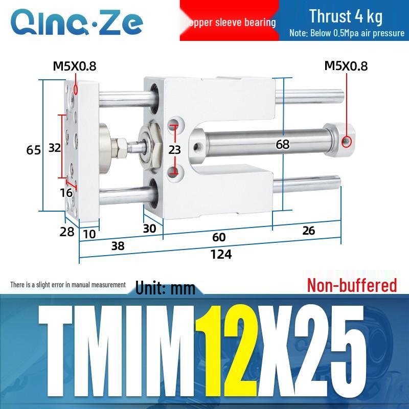 Triple-Rod Cylinder with Guide Bracket and Buffer TMICL/TMICM 12/16/20/25-50/75/100