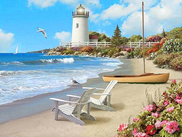 Diamond Painting Lighthouse Craft Kit 5D DIY Diamond Embroidery Garden Landscape Full Round Drill Home Decor