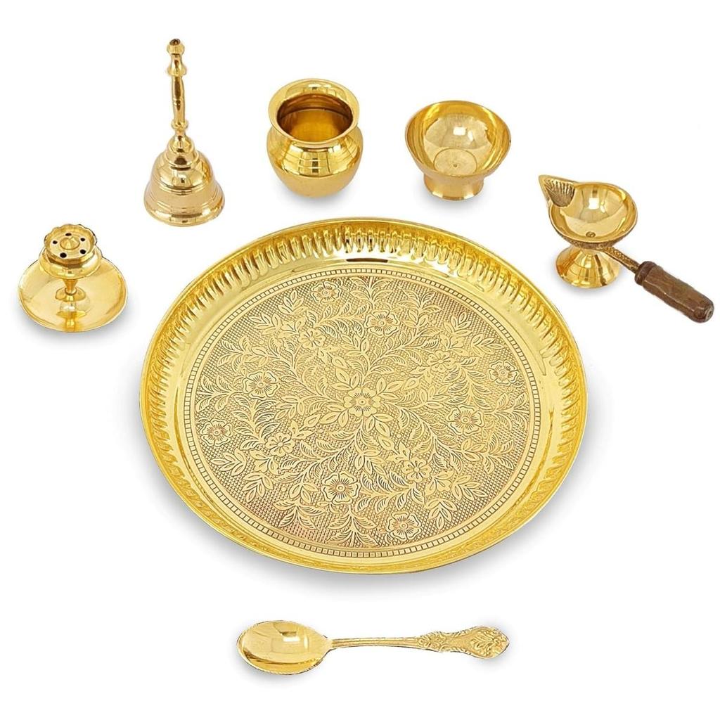 Brass Pooja Thali Set 20.32CM