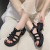 Internet celebrity Roman sandals women's summer 2025 new fashion platform woven fairy style thick heel skirt beach shoes