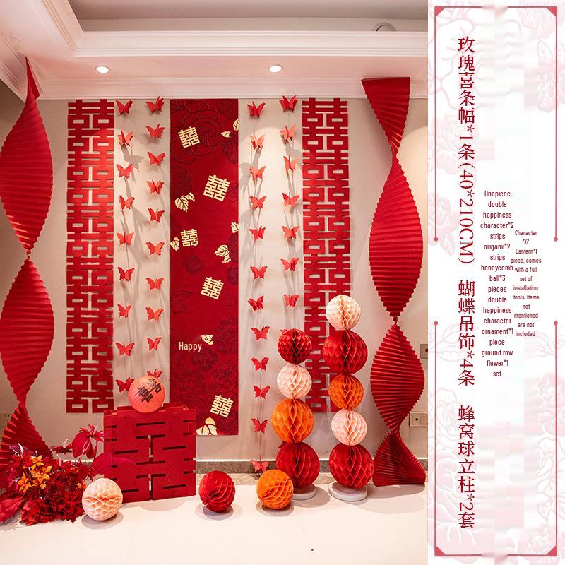 Wedding Decoration Set: Groom & Bride's Room Ornaments with Bunting & Robe Wall Décor
