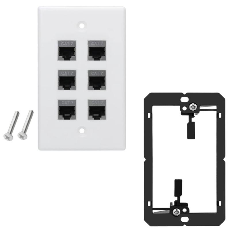 Reliable Wall Plate with Multiple Port, US Faceplates, White Ethernet Wall Outlet Cat7 Face Plate for Keystones Couplers