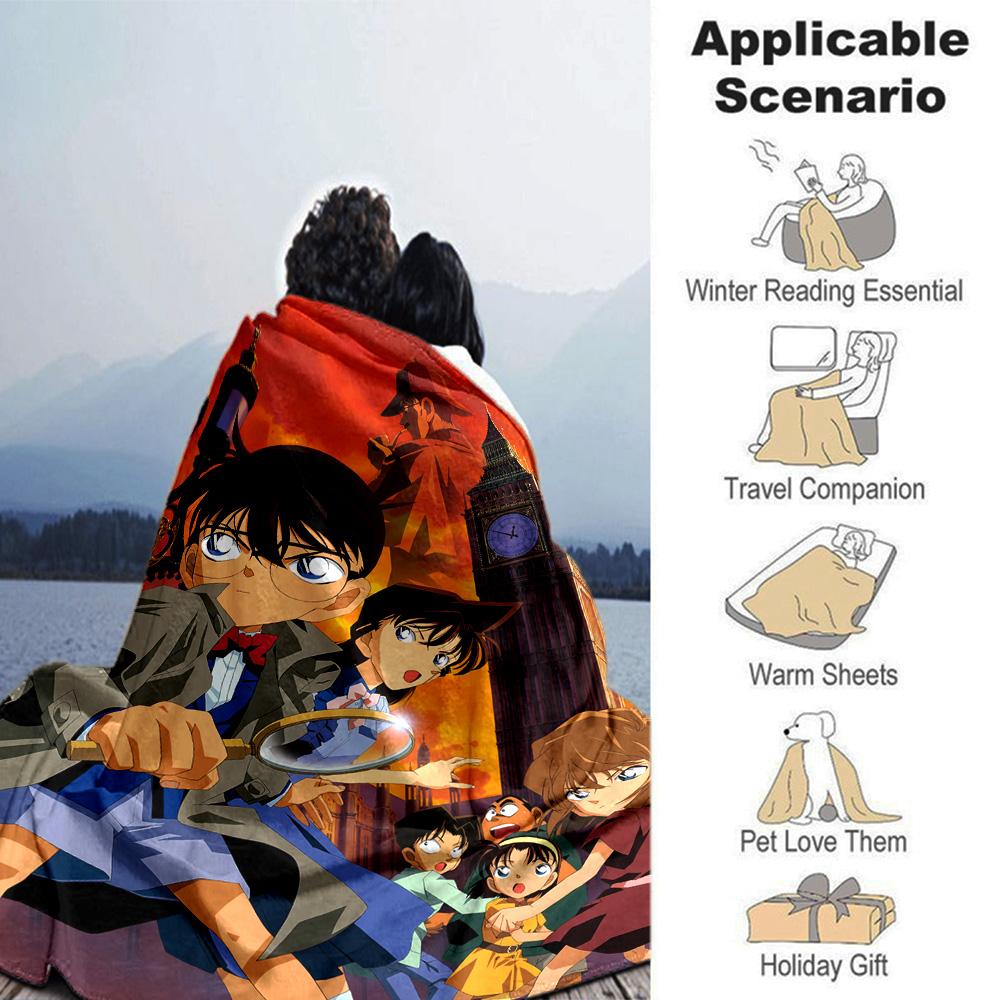 Manta de Franela Misteriosa Detective Conan Súper Suave Cálida Acogedora para Sofá Cama Oficina Viaje Todas las Estaciones Decoración del Hogar Regalo
