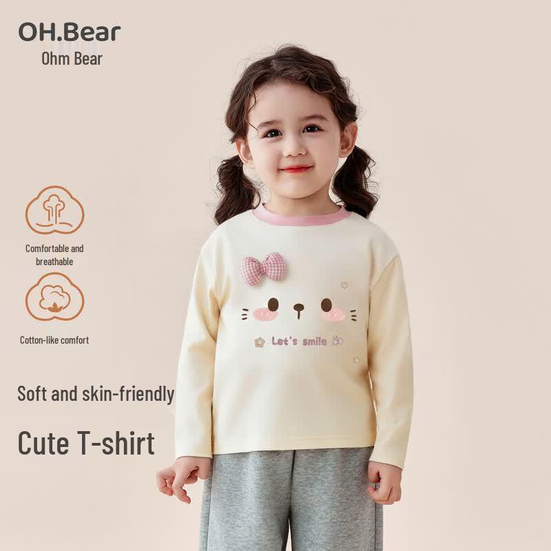 Ohm Bear Girls' 2026 Autumn Long Sleeve T-Shirt
