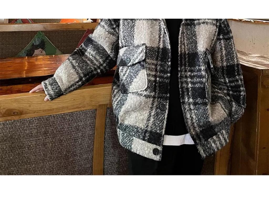 Men's Retro Plaid Wool Coat - Autumn/Winter Casual Thickened Lapel Jacket 