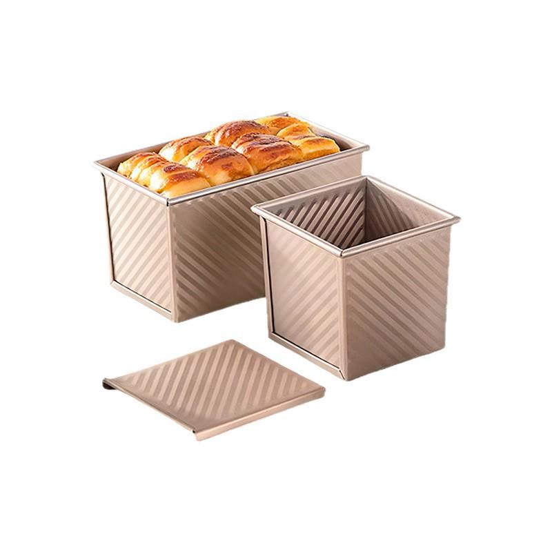 450g Non-Stick Golden Ripple Hokkaido Bread Toast Box with Lid for Commercial/Household Use