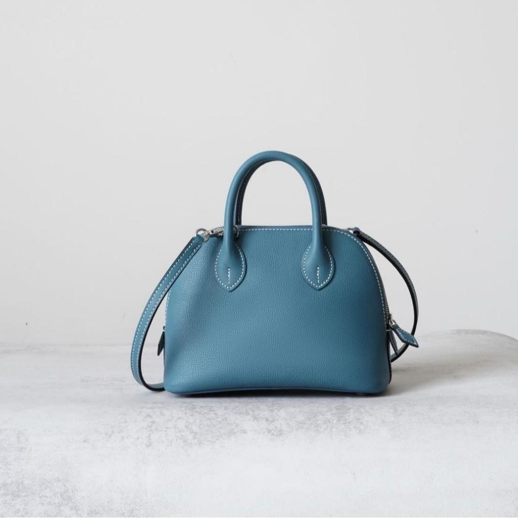 Sac Bandoulière Mini Coquille en Cuir de Vachette Evercolor Importé Polyvalent Sac pour Femme en Cuir de Vachette Première Couche Sac de Bowling