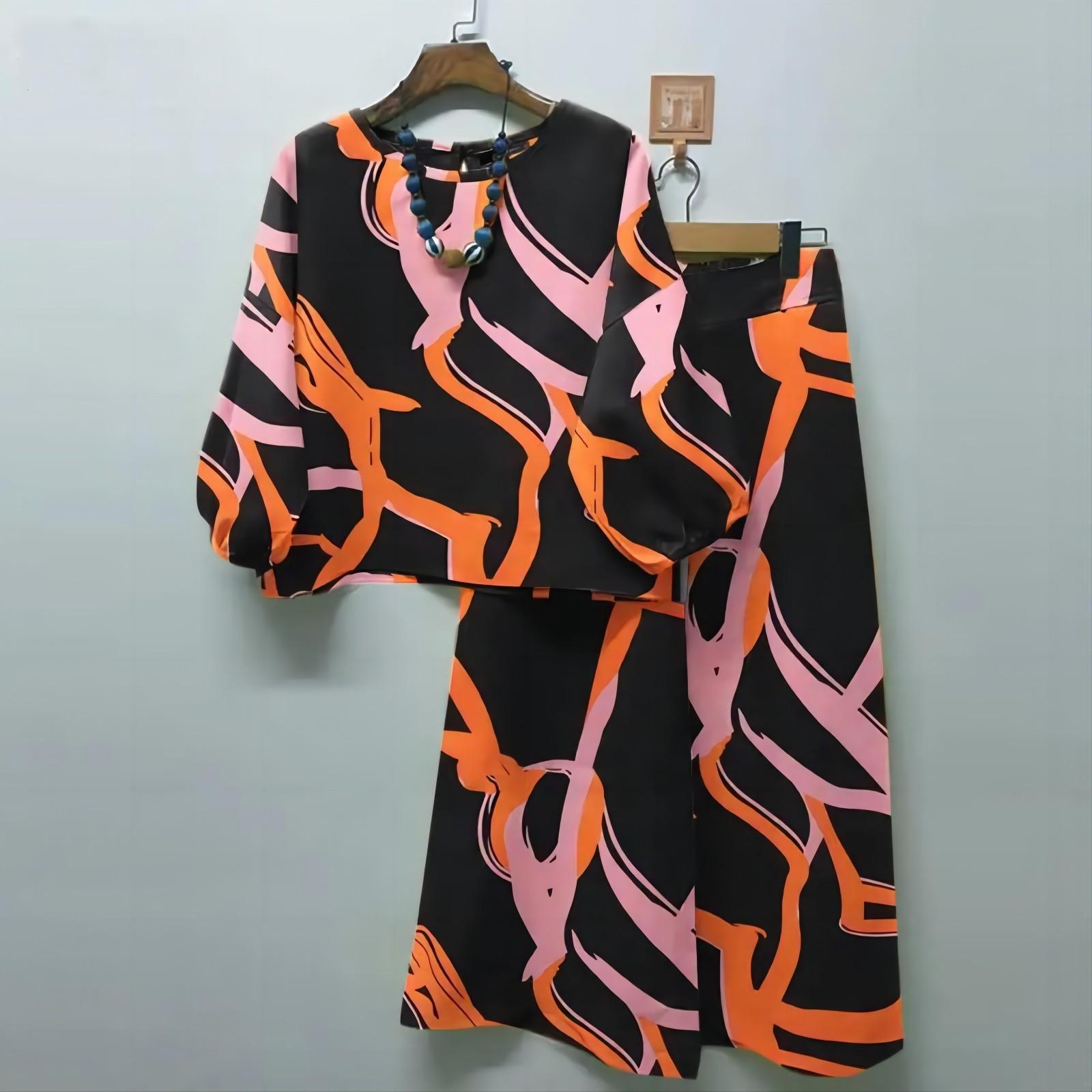 

Женская повседневная блузка и широкие брюки, летний брючный костюм из двух предметов S