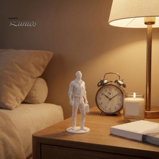 Motivational Home Office Gift Desk Businessman Statue, 3D Printed Decor for Men, Detailed Shirt Wrinkle Model Executive Figurine with Briefcase,