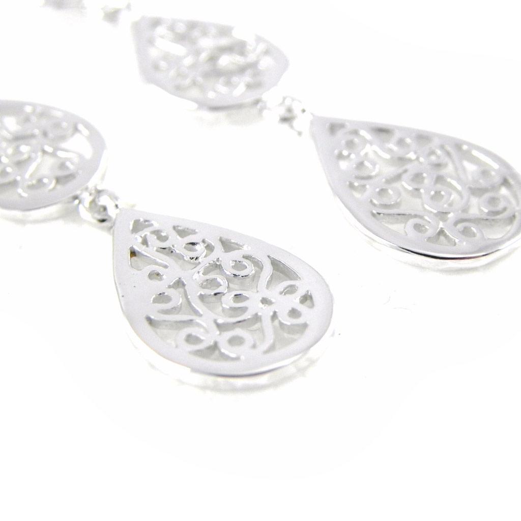 Les Trésors De Lily [H2631] - Boucles Argent 'Chorégraphie' argenté (rhodié) - 45x7 mm