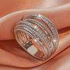 Multi-layered Cross Unique Design White Synthetic Zircon Ring