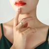 Customized White Mother-of-Pearl and Zircon Gold-Plated Titanium Steel Ring - Fade-Resistant Hand Jewelry
