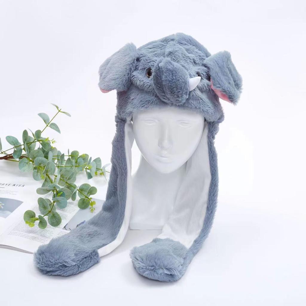 Lustige Weihnachts-Halloween-Plüschmützen mit Hirsch-Kürbis, Weihnachtsmann, Geistertierohren, beweglichen Plüschmützen für Jungen und Mädchen, Weihnachtsgeschenke