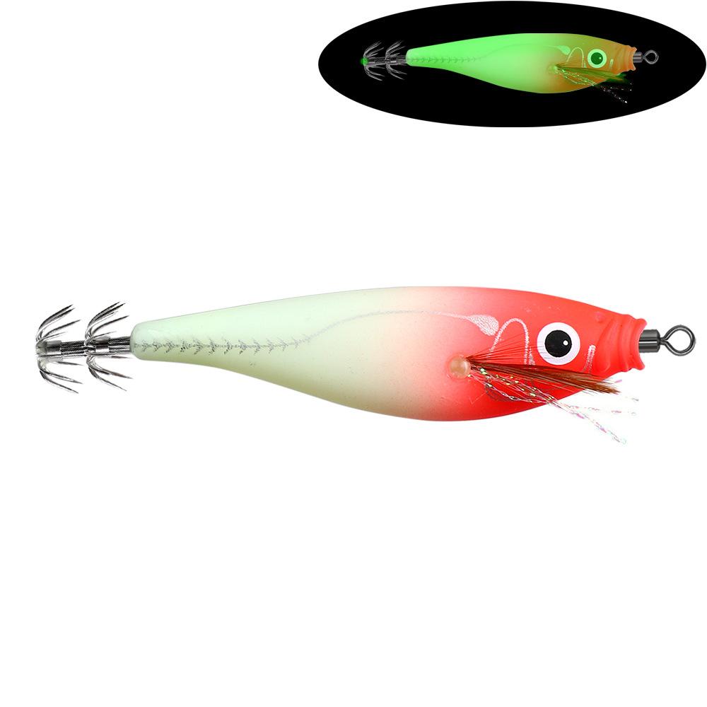 10cm10gLuminous Wooden Shrimp Noise Colorful Balance Shrimp Squid Hook Lure Hard Bait Sea Fishing Fake Bait Special Model
