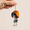 Lightweight Acrylic Car Decor 2Pcs Hoodie Skeleton Ornaments, 2D Flat Pendants, Gothic Backpack Pendant And Keychain Charm Style Hanging Ornaments for