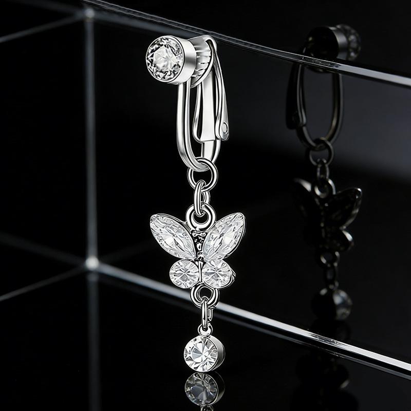 Fashion Butterfly Pentagram Non Perforated Navel Clip On Umbilical Navel Fake Pircing Zircon Cartilage Clip On Body Jewelry