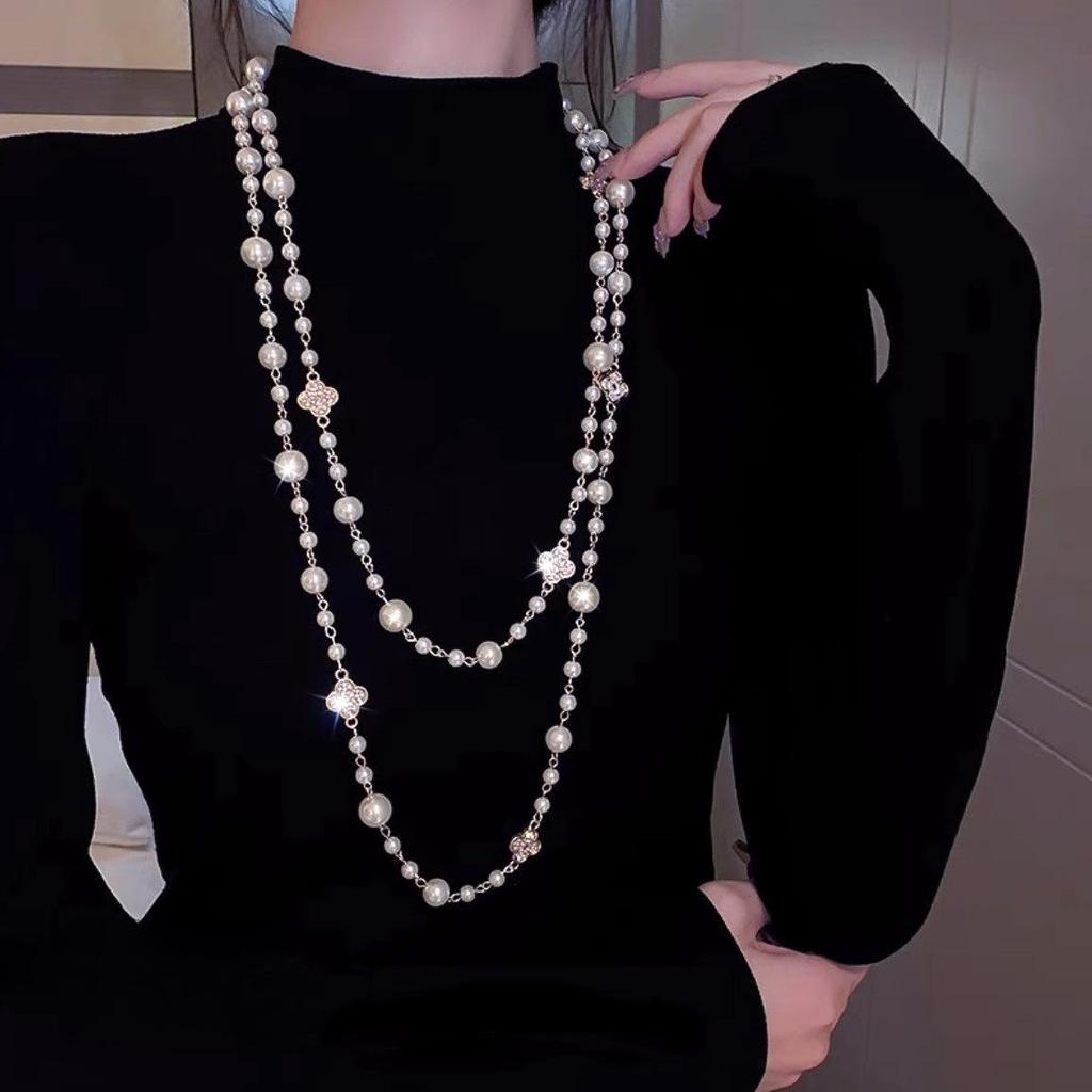 Fashion Four-leaf Clover Necklace Women's Multi-layered Necklace New Arrivalsummeraccessible Luxurysweater Chain