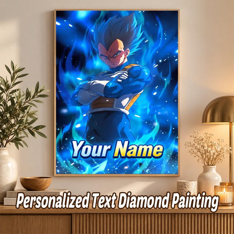 Dragon Ball Vegeta Custom Name Diamond Painting Personalized 5D Full Drill DIY Diamond Art Home Decor