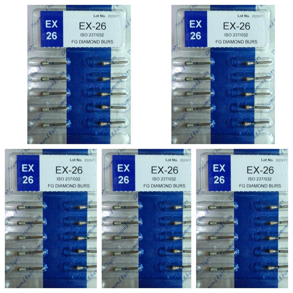 50pcs Dental High Speed Burs High Speed Handpiece Turbine Diamond Burs Diamond Polishing Tooth Preparation Dentist Material