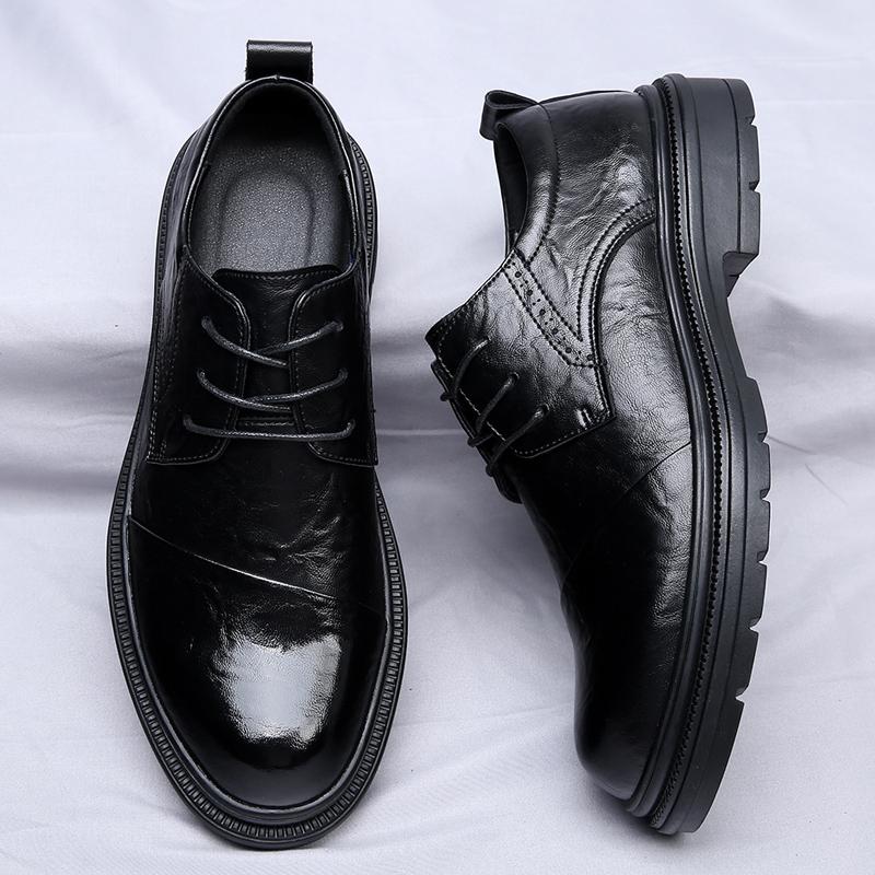 Spring High End Men's Casual Leather Business Office Shoes Designer Oxford Shoes Comfortable Soft Soled Fashion Flat Shoes