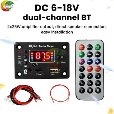 Wireless Bluetooth MP3 Decoder Board with Built-in Amplifier for Car Audio System Support USB TF AUX FM and Remote Control