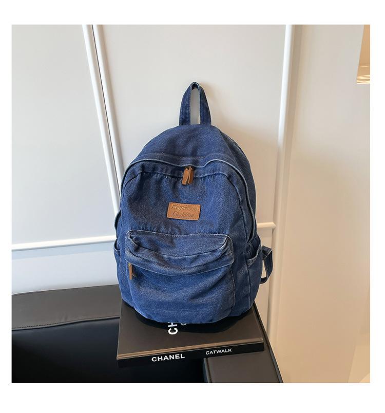 Schulrucksack Koreanische Version mit großem Fassungsvermögen Lässiger Rucksack für High-School-Schüler Klassentasche Neuer Jeans-Rucksack für Jungen und Mädchen Trend