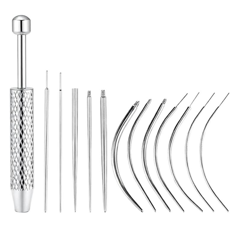 Set di Pinze Strumenti per Piercing Gioielli per il Corpo in Acciaio Inossidabile per Anelli per Orecchio Naso Labbra con Perni a Vite e Senza Filettatura