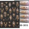 1pc embossed 5D retro light luxury court-style nail sticker with rubies and emeralds, adhesive backing, nail sticker, holiday gift.