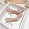 High Heel Shoes For Women With Glittering Sequin Elegant Pointed Toe For Spring And Fall Events