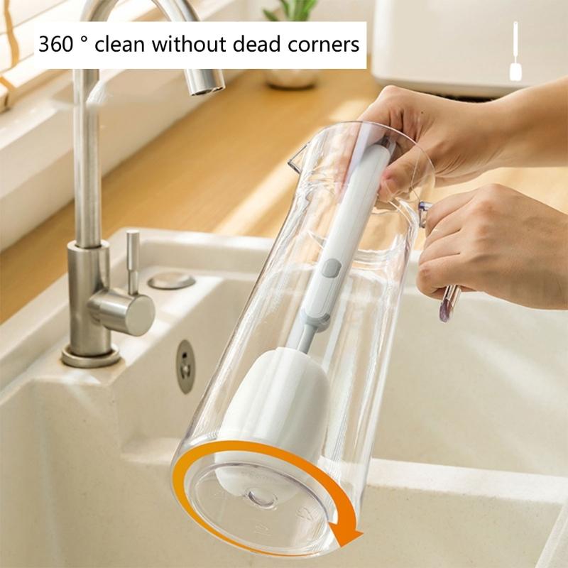 Detachable Sponge Cleaning Brush Long Handle Design Safely Removes Stubborn Stains From Cups Baby Bottles Kitchenware
