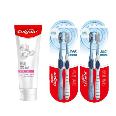 White Peach Whitening Toothpaste & 360 Toothbrush Combo (2 Sets)