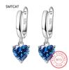 Square Genuine Blue Topaz Amethyst Citrine Garnet Created Sapphire Ruby Emerald 925 Silver Stud Earrings
